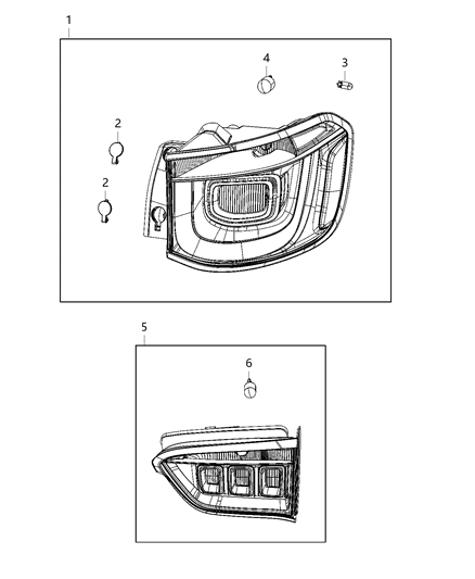 2021 Jeep Compass Tail Lamp Assembly, Passenger Side Diagram for 68417080AD