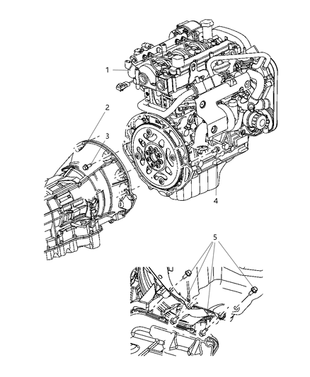 2007 Jeep Wrangler Transmission Mounting of Automatic Transmission Diagram