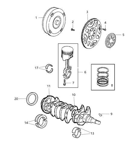 2003 Chrysler PT Cruiser Crankshaft , Piston & Torque Converter Diagram 2 - Thumbnail
