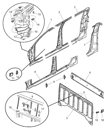 2002 Dodge Dakota Aperture Panel Bodyside Diagram 3 - Thumbnail