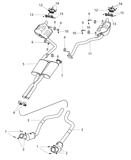 2014 Chrysler 300 Pipe And Converter Front Diagram for 68057164AF