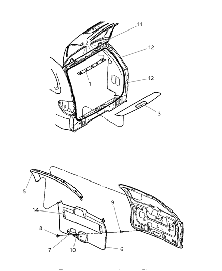 2003 Dodge Grand Caravan Handle, Outside, Sandstone, Rear Outer Diagram for RS75XT5AB