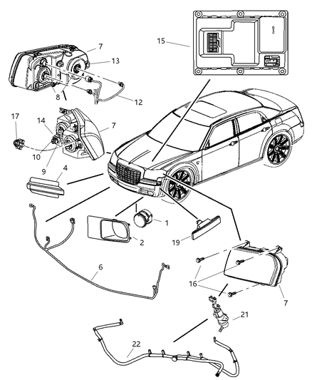 2007 Dodge Magnum Headlamp Assembly, Front Driver Side Diagram for 4806059AG
