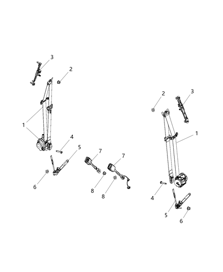 2016 Chrysler 200 Seat Belt Front Inner Diagram for 1SU821L2AI