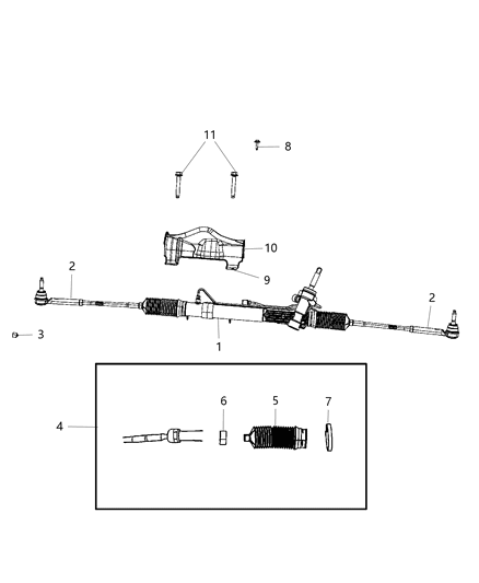 2010 Chrysler Town & Country Inner Tie Rod Diagram for 68040225AA