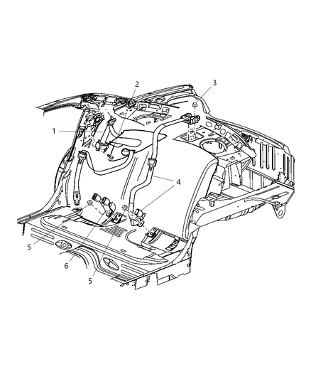 2005 Dodge Stratus Seat Belt Rear Inner Two Buckles Diagram for SP431L2AA