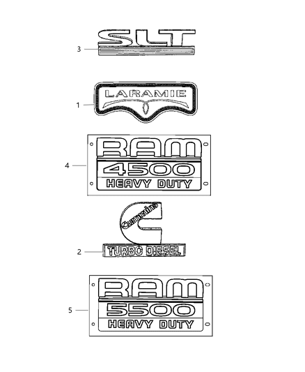 2009 Dodge Ram 5500 Nameplate Door Ram 5500 Diagram for 55277314AB
