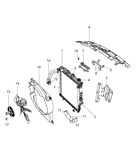 2008 Dodge Durango Closure Panel, Front Diagram for 55056751AE