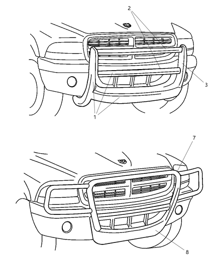 2000 Dodge Dakota Fascia Front Primed Diagram for 5018364AA