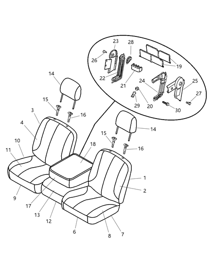 2002 Dodge Ram 1500 Cushion Front Seat Driver Diagram for WM751DVAA