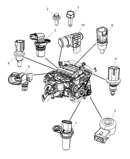 2010 Dodge Journey Sensors - Engine Diagram 2 - Thumbnail