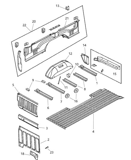 2002 Dodge Ram 3500 Regular Cab Floor Box & Panel Diagram
