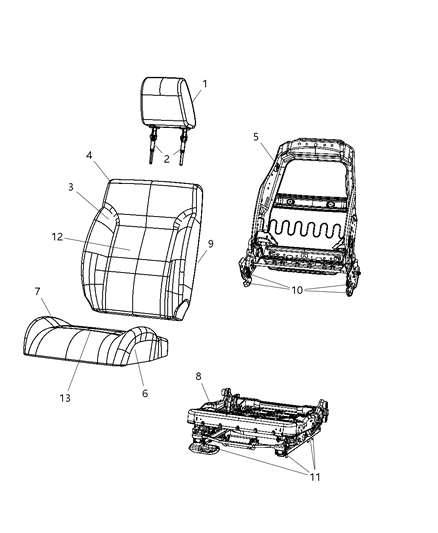 2009 Dodge Nitro Seat Back Heater, Front Upper Diagram for 4610238AA