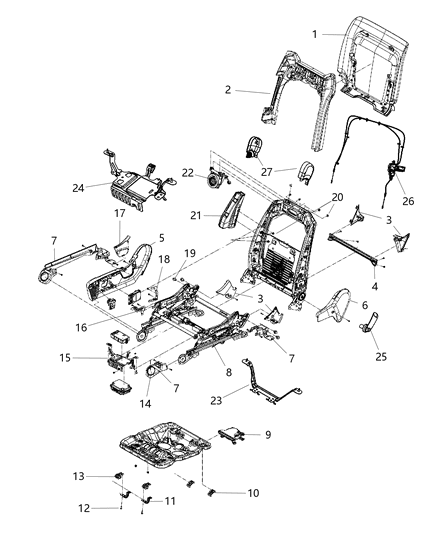 2011 Jeep Grand Cherokee Cover Front Riser Cap Diagram for 1GR40BD3AB