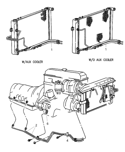 1998 Jeep Grand Cherokee Transmission Oil Cooler & Lines Diagram 1 - Thumbnail