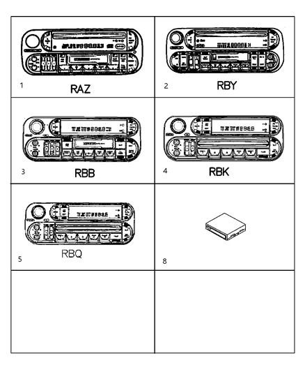2003 Dodge Dakota Radio AM/FM/Cassette With CD Control Diagram for 5064335AC