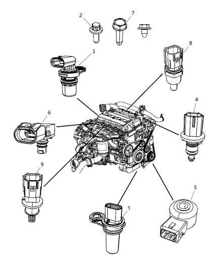 2007 Dodge Caliber Sensors - Engine Diagram 2 - Thumbnail
