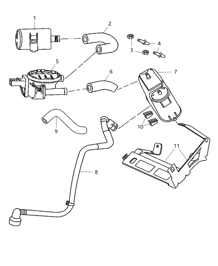 2006 Dodge Charger Filter Leak Detection Pump Base with Filler Tube Diagram for 4891564AB