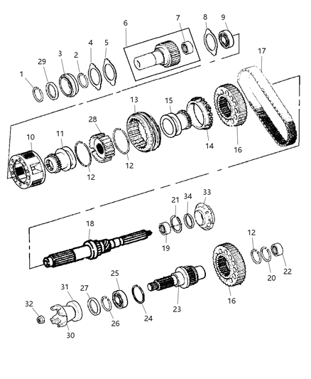 2004 Dodge Ram 2500 Gear Train of Transfer Case Model Diagram 2 - Thumbnail