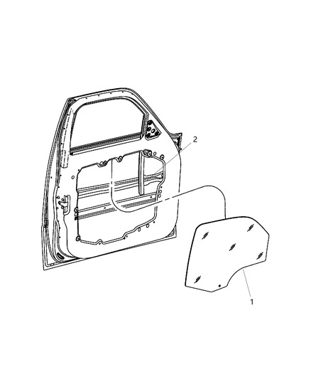 2007 Dodge Nitro Door, Front, Glass And Regulator Diagram