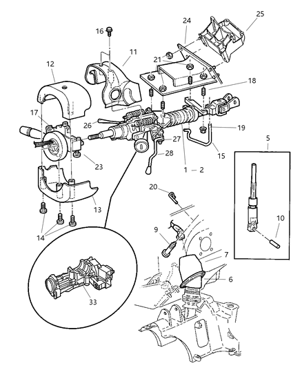 2000 Dodge Grand Caravan Steering Wheel Nut Diagram for 6505248AA