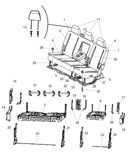 2012 Ram 3500 Pickup Mega Cab - Split Seat Diagram