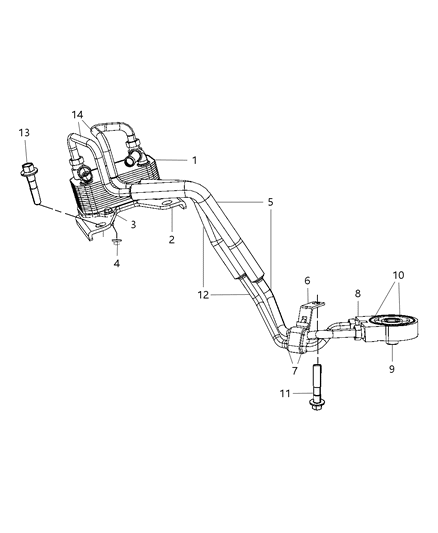 2010 Dodge Journey Engine Oil Cooler & Hoses / Tubes Diagram 3 - Thumbnail