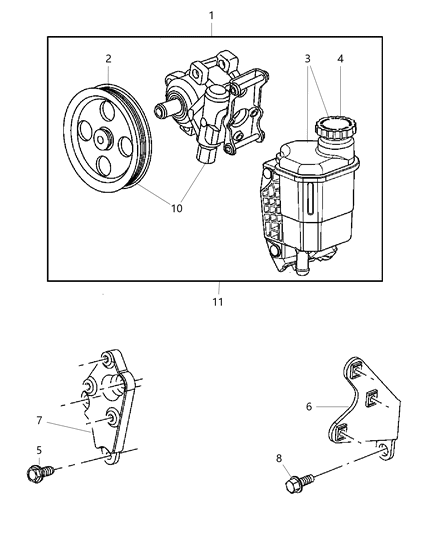2007 Dodge Ram 3500 Cab Chassis Power Steering Pump & Mounting Diagram