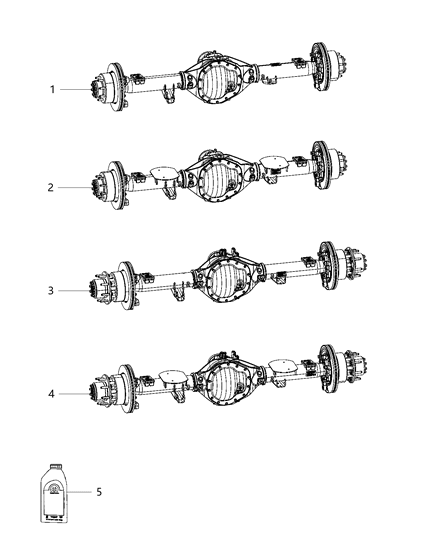 2019 Ram 3500 Pickup Axle Assembly, Rear Diagram
