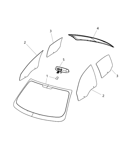 2012 Dodge Dart Windshield Shipping Assembly-30 Lite Glass Diagram for 68145577AA