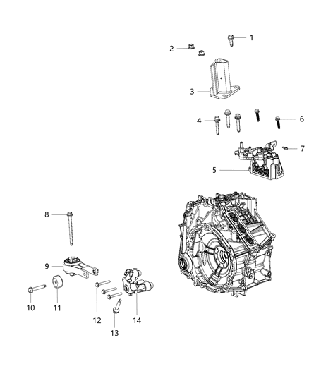 2020 Chrysler Pacifica Isolator Engine Torque Strut Diagram for 68237968AC
