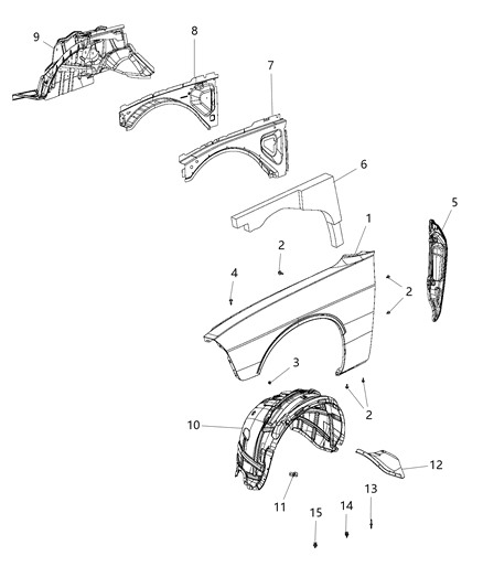 2020 Dodge Challenger Fender Liner Diagram for 68175060AH