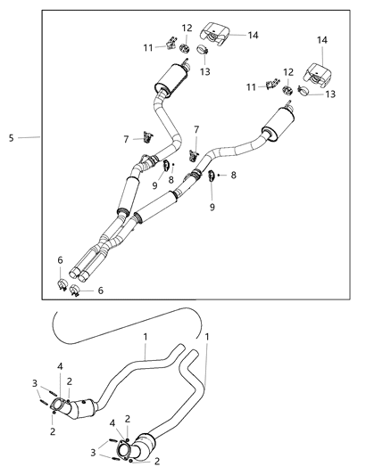 2016 Dodge Challenger Catalytic Converter, Front Driver Side Diagram for 68281725AA