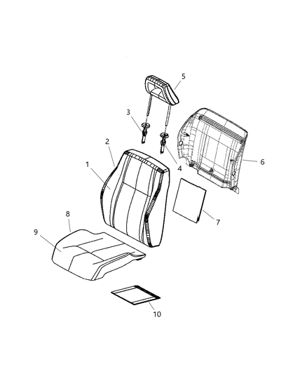 2009 Dodge Caliber Foam Seat Cushion Diagram for 68033753AA