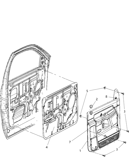 2009 Dodge Ram 3500 Pickup Front Door Trim Panel Diagram