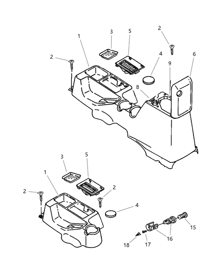 1998 Jeep Wrangler Consoles Full & Mini Diagram