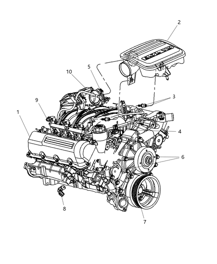 2006 Dodge Durango Engine Covers & Components Diagram 1 - Thumbnail