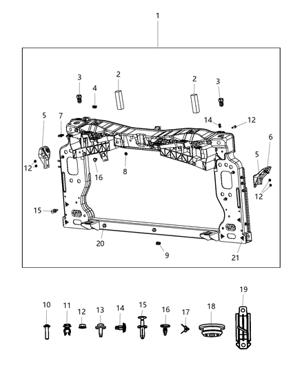 2015 Dodge Dart Radiator Lower Insulator Diagram for 68092558AB