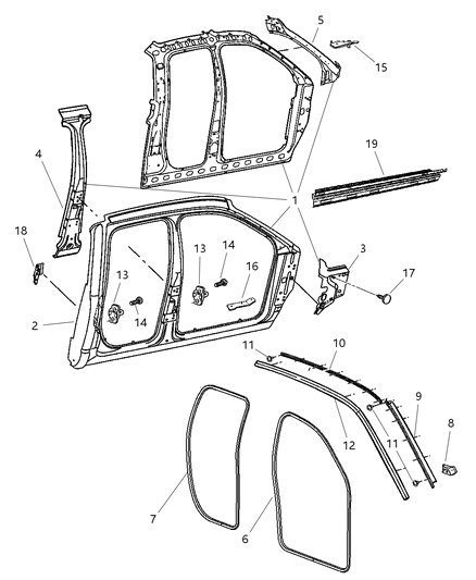 2006 Dodge Ram 2500 Reinforcement Bracket, Center Driver Side Diagram for 55276271AB