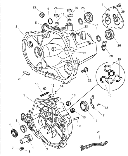 1999 Chrysler Sebring Coupe Case, Transaxle & Related Parts Diagram