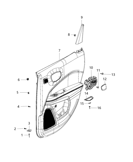 Door Trim Panel, Black, Rear Inner Passenger Side Diagram for 5US10LA3AF