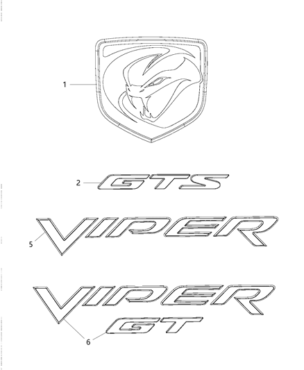 2016 Dodge Viper Medallion, Front Diagram for 1VN1706SAA