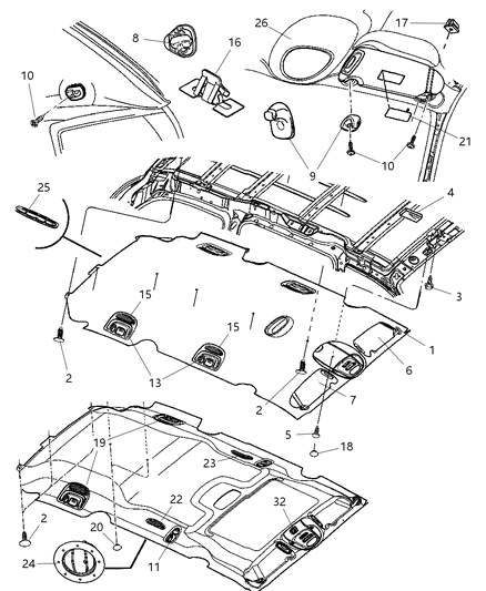 2007 Dodge Grand Caravan Display Unit Bracket Diagram for 5028600AA