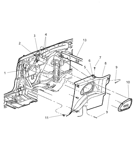 2006 Chrysler Sebring Quarter Panel of Interior Trim Diagram