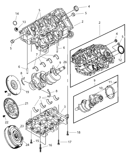 2003 Jeep Liberty Engine Long Block Diagram for R2637023