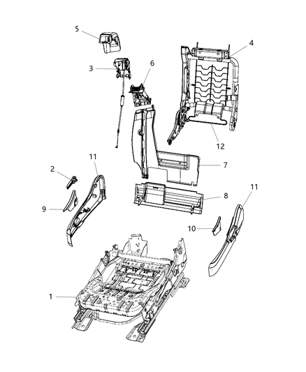 2010 Chrysler Sebring Adjusters, Recliners & Shields - Passenger Seat - Manual Diagram 1 - Thumbnail