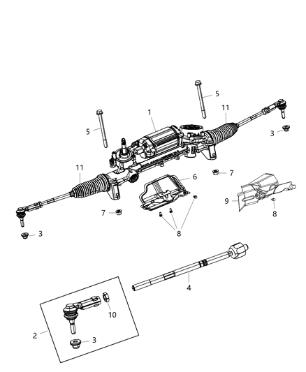 2015 Chrysler 200 Tie Rod End Outer Diagram for 68185503AB