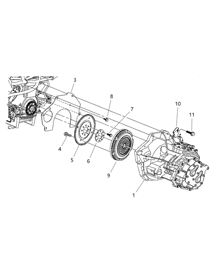 2003 Dodge Neon Cover Transaxle Rear Chain / Gear Diagram for 4660925AA