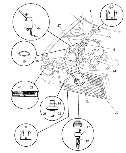 1997 Chrysler LHS Compressor, W/Manifold, W/O Clutch Diagram for R1017357