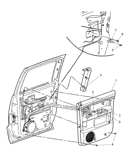 2011 Ram Dakota Rear Door Trim Panel Diagram 1 - Thumbnail